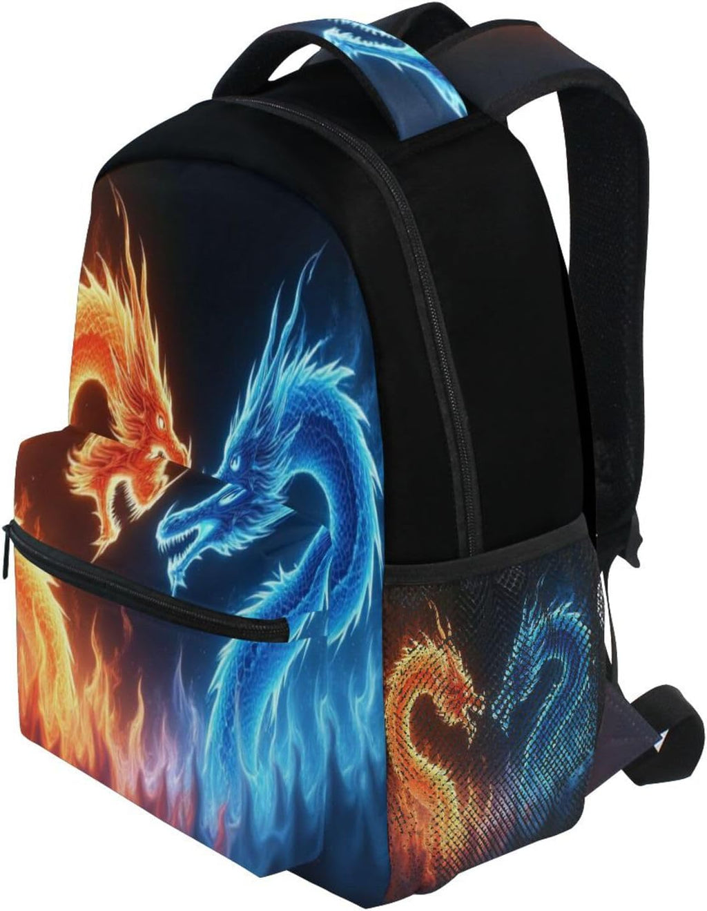 Red Blue Fire Dragon School Backpack Galaxy Teens Girls Boys Kids Bookbag,  Animal Water Resistant Elementary Travel Computer Daypack for Age 4-12 Years