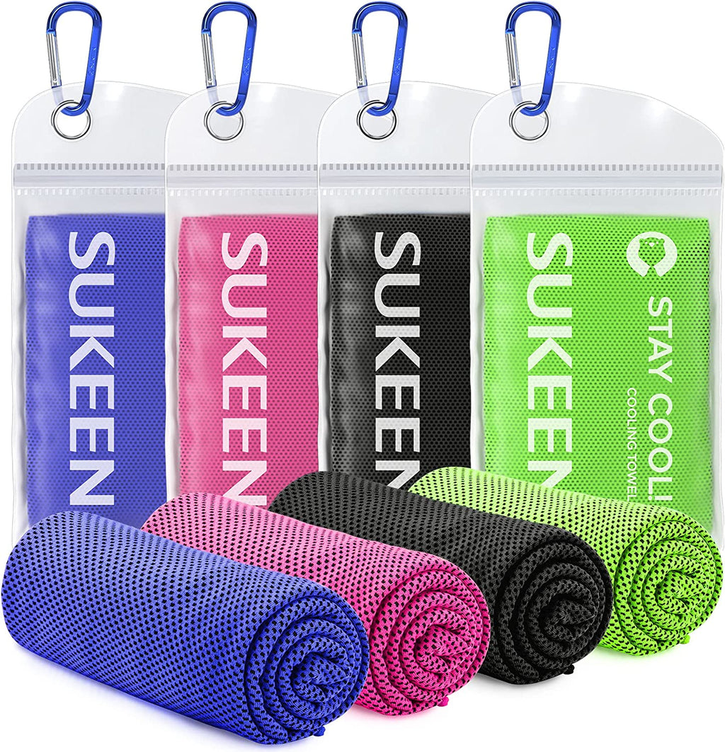 4 Pack Cooling Towels (40"X12"), Cooling Neck Wraps, Ice Towel, Soft Breathable Chilly Towel,Microfiber Towel for Yoga,Sport,Running,Gym,Workout,Camping,Fitness,Workout & More Activities