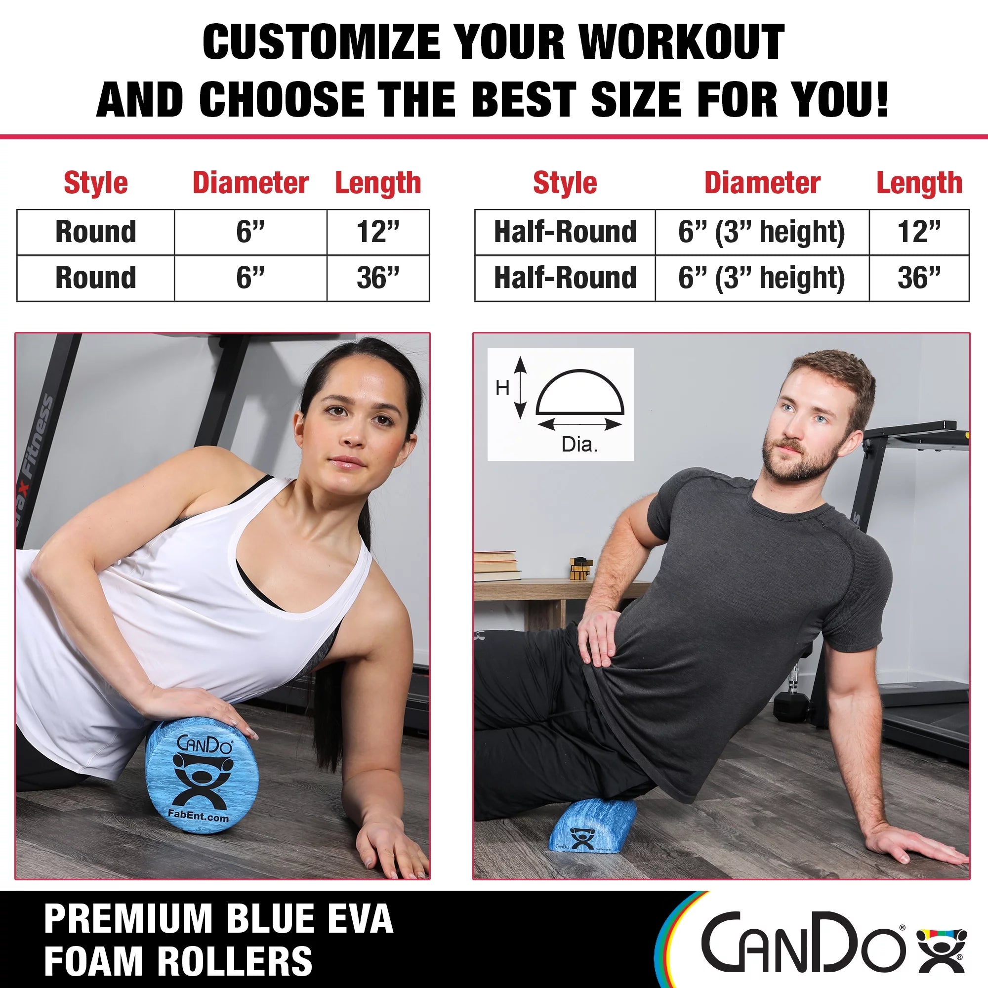 Cando Heavy Duty EVA Half Foam Roller