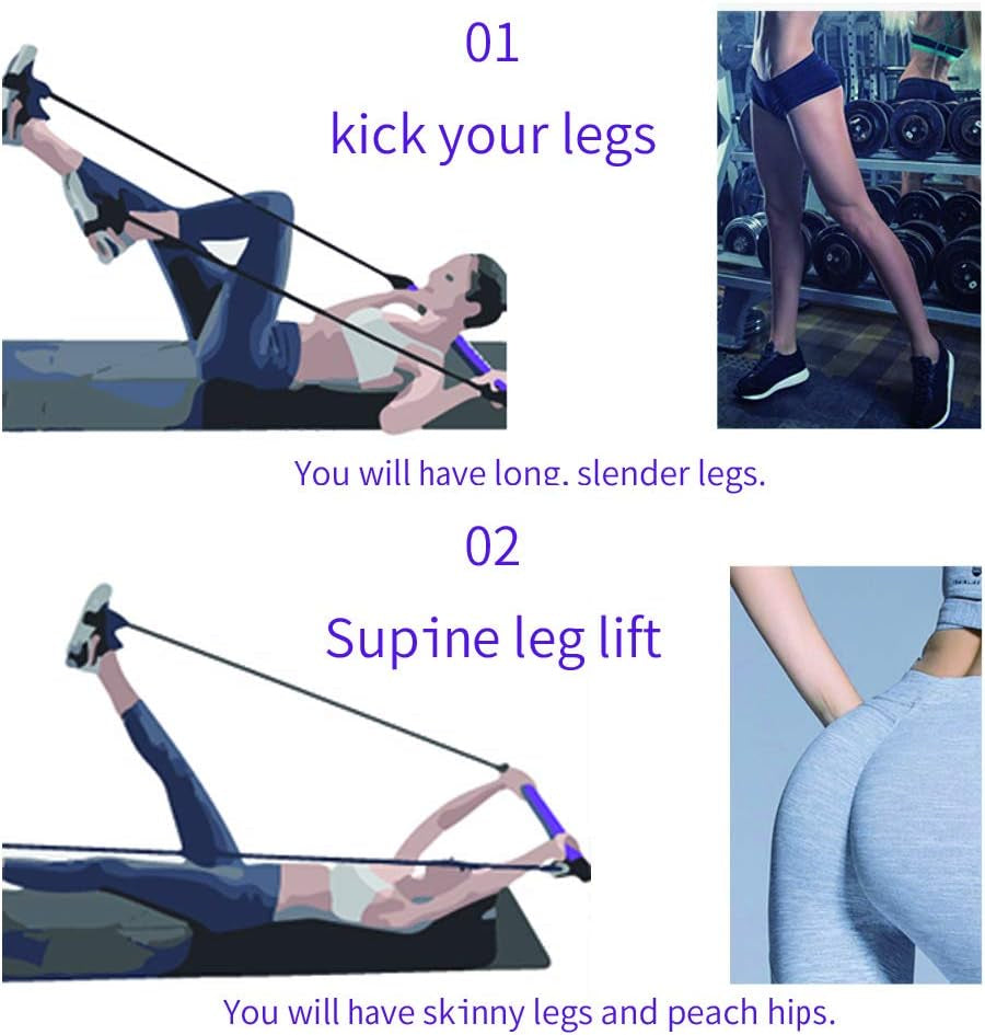 TTCB Portable Yoga Bar with Stretch Band, Booty Workout at Home Workout Equipment, Fitness Equipment for Home Workouts, Workout Equipment for Home Workouts for Women(Purple)