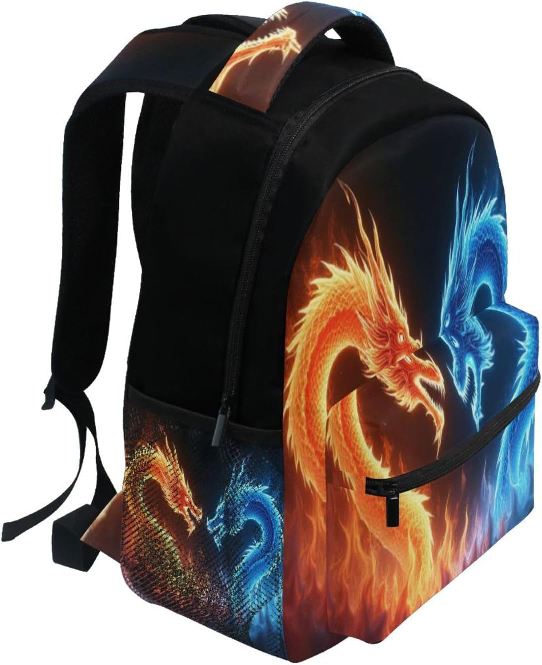Red Blue Fire Dragon School Backpack Galaxy Teens Girls Boys Kids Bookbag,  Animal Water Resistant Elementary Travel Computer Daypack for Age 4-12 Years