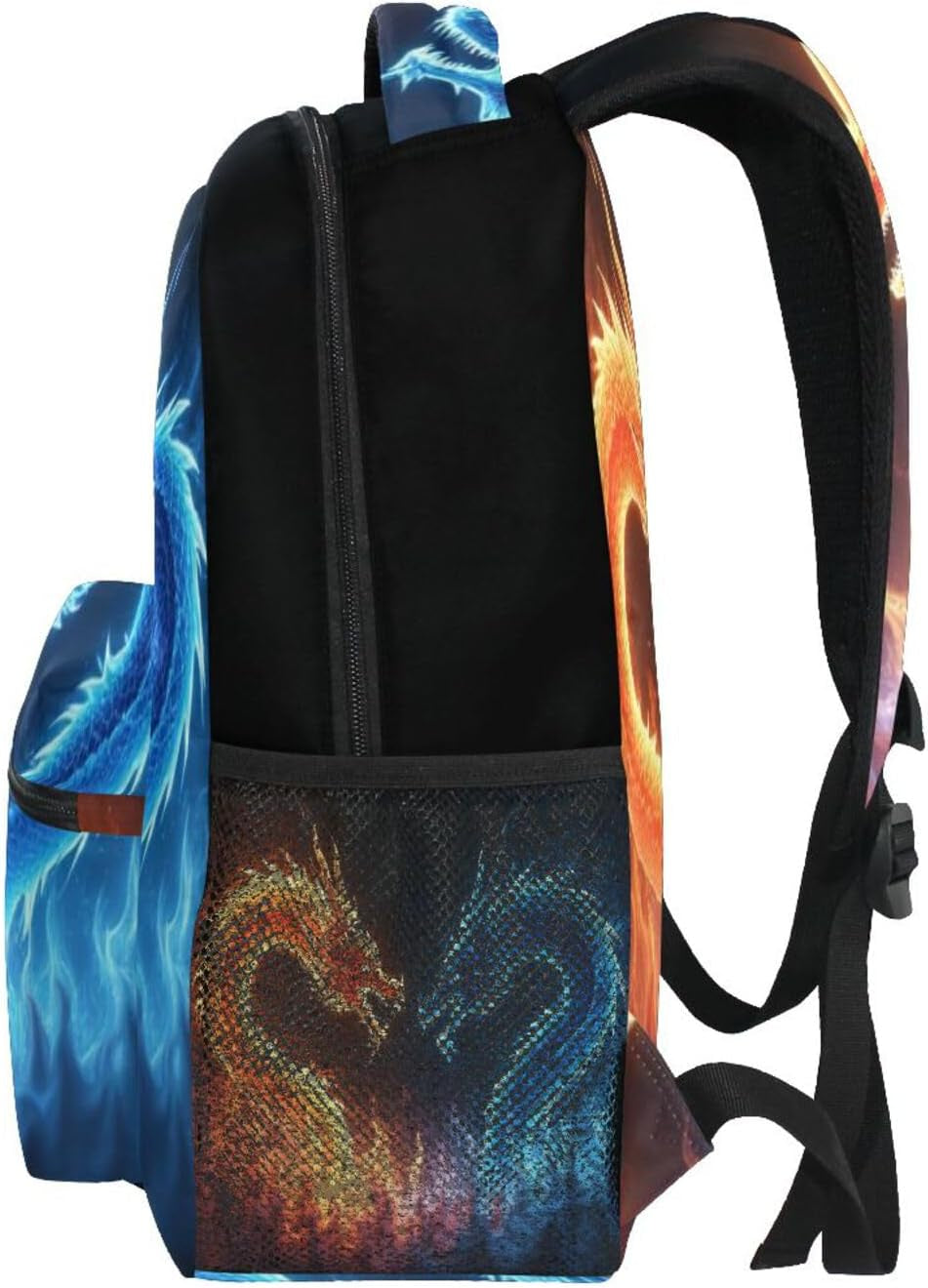 Red Blue Fire Dragon School Backpack Galaxy Teens Girls Boys Kids Bookbag,  Animal Water Resistant Elementary Travel Computer Daypack for Age 4-12 Years