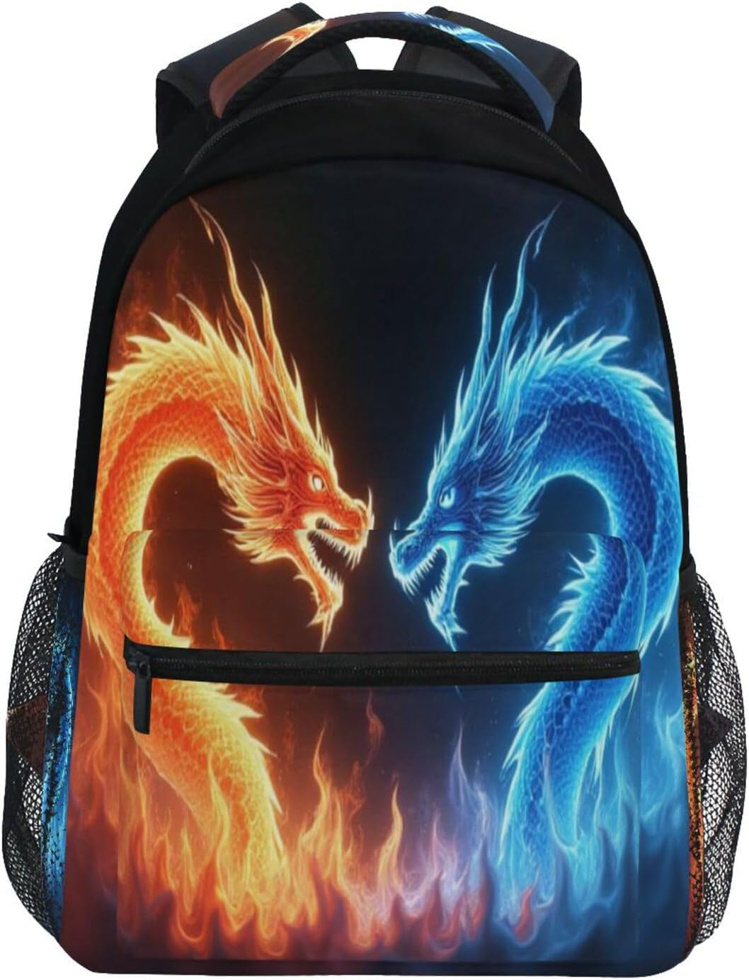 Red Blue Fire Dragon School Backpack Galaxy Teens Girls Boys Kids Bookbag,  Animal Water Resistant Elementary Travel Computer Daypack for Age 4-12 Years