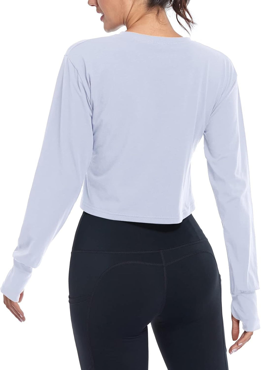 Long Sleeve Crop Top Workout Tops for Women Thumb Hole Tops